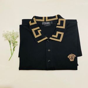 VERSACE GRECA COLLAR POLO SHIRT L